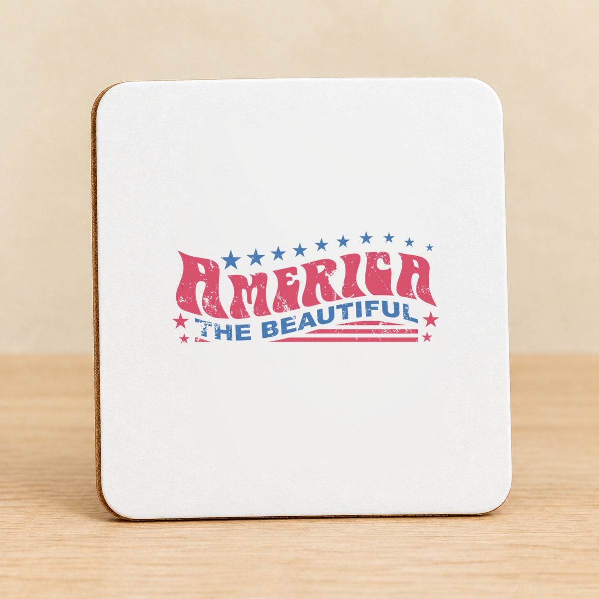 Retro America the Beautiful — Square MDF Coaster