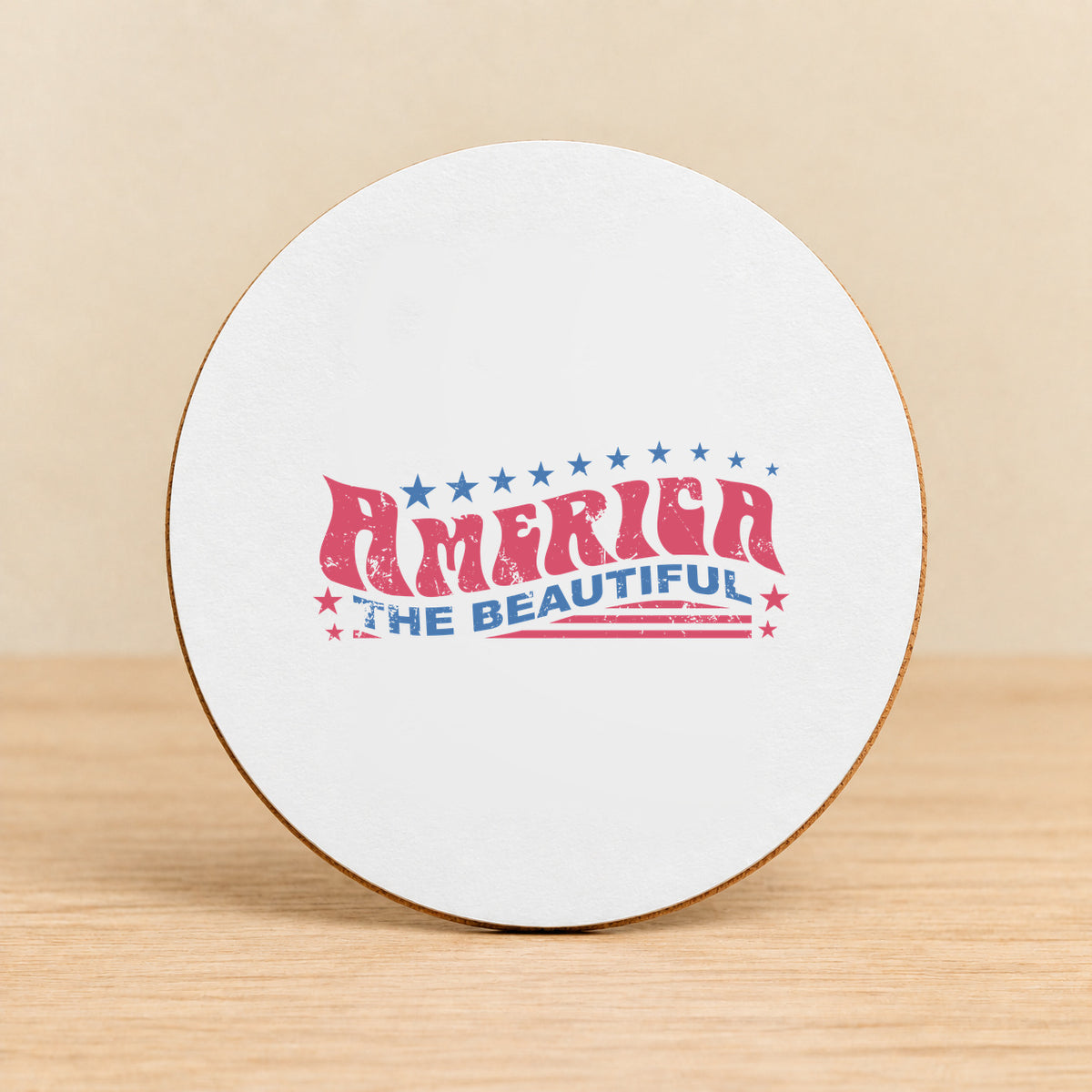 Retro America the Beautiful — Round MDF Coaster