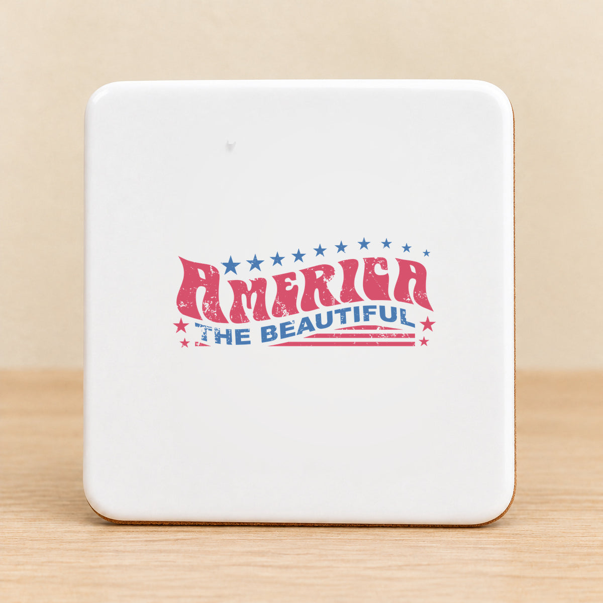 Retro America the Beautiful — Square Ceramic Coaster