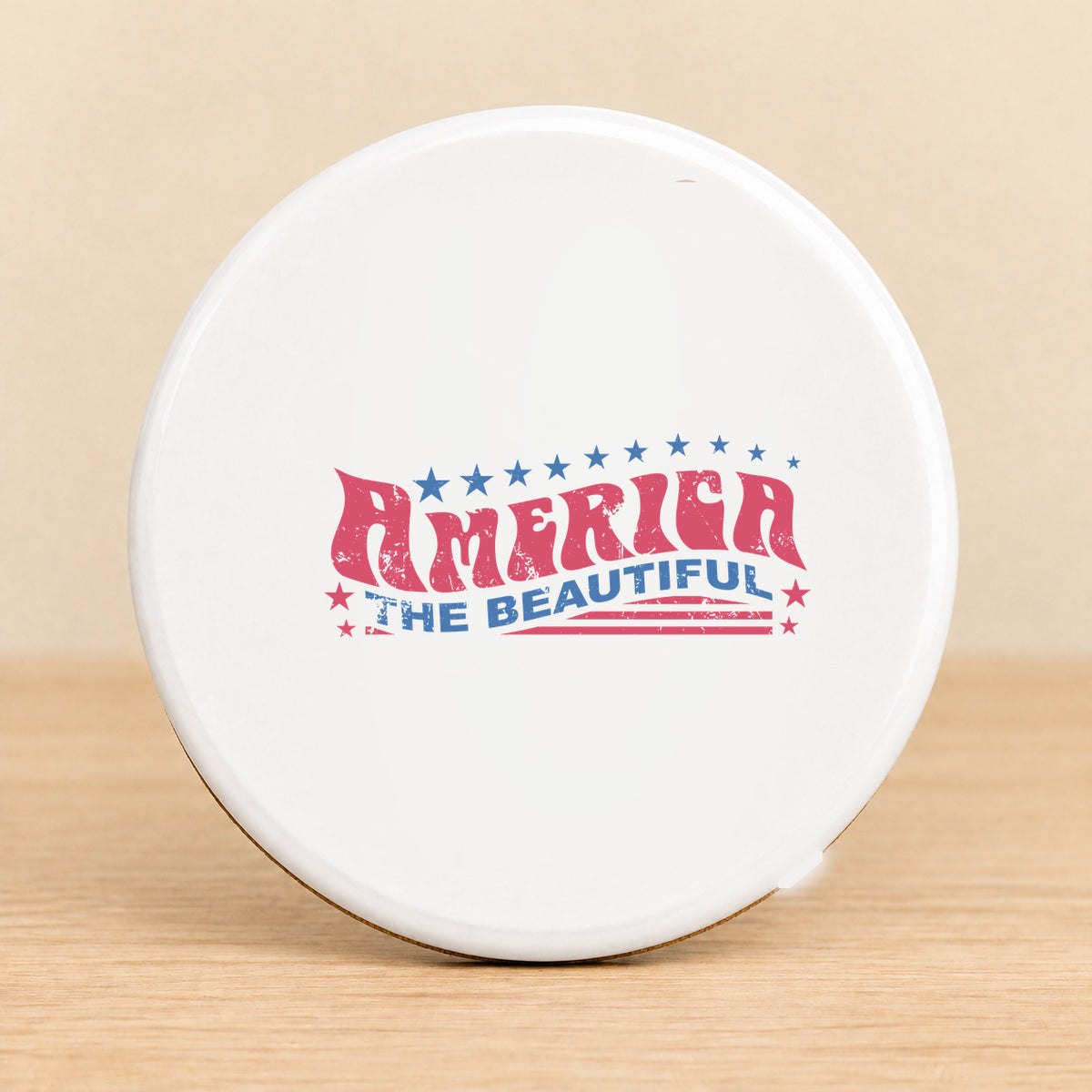 Retro America the Beautiful — Round Ceramic Coaster