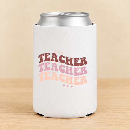 Retro Teacher Repeat — Regular Can Koozie