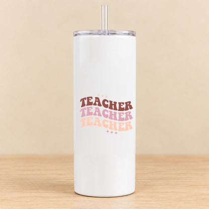 Retro Teacher Repeat — 20 oz Skinny Tumbler