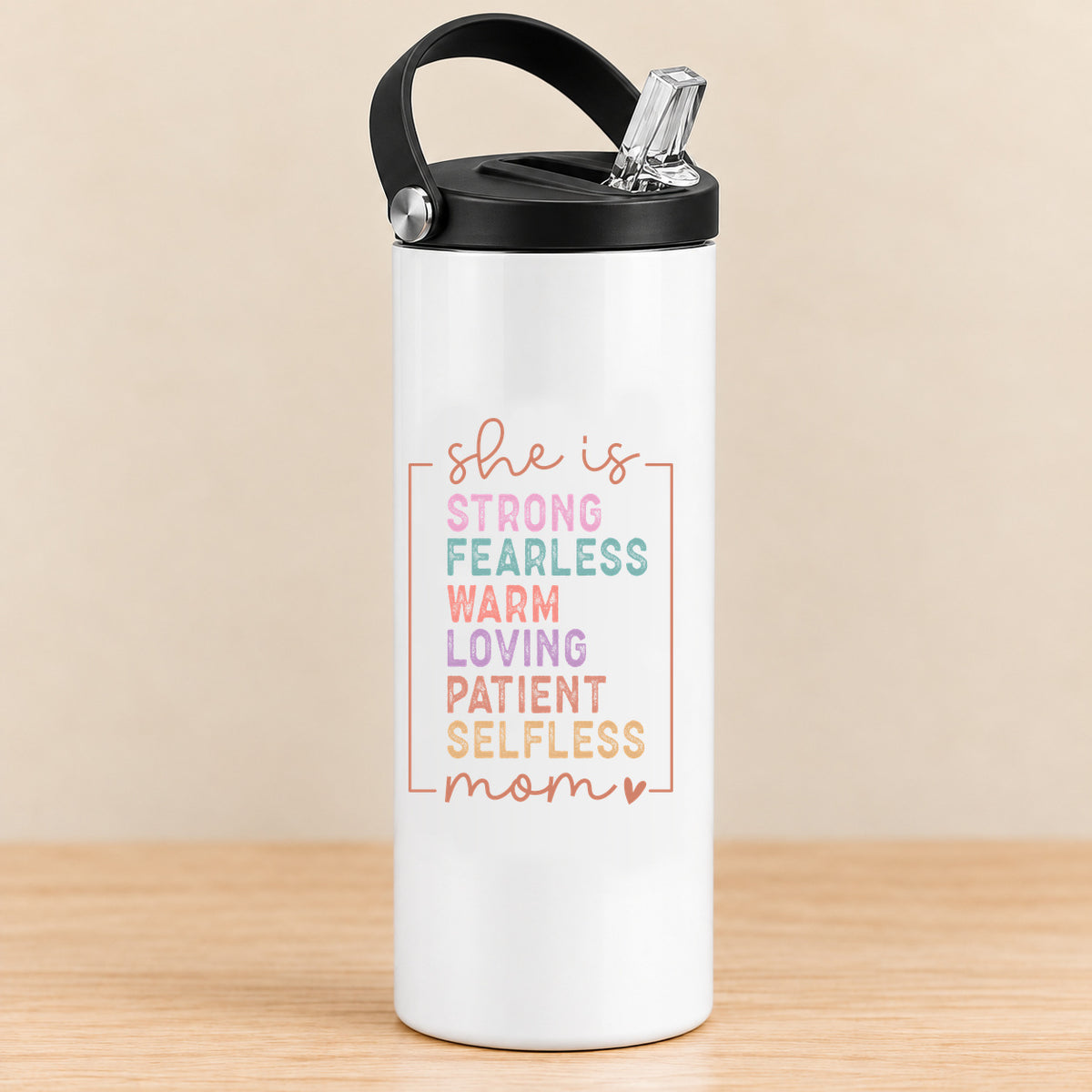 She Is Strong Fearless Loving Mom — 20 oz Sports Bottle
