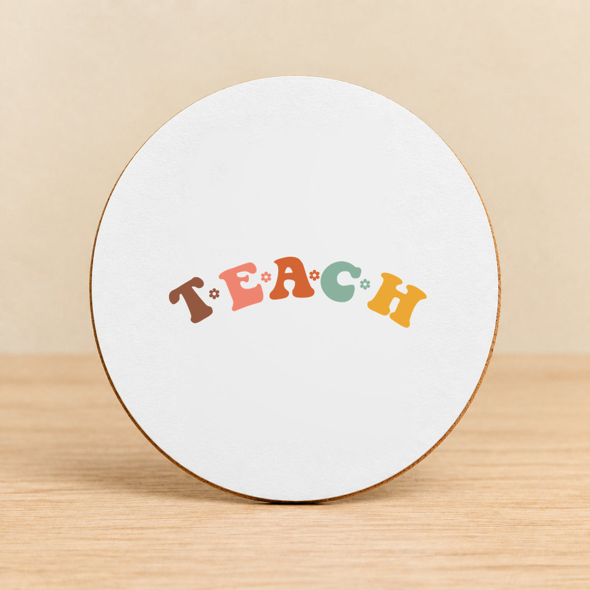 Teach Retro Teacher — Round MDF Coaster