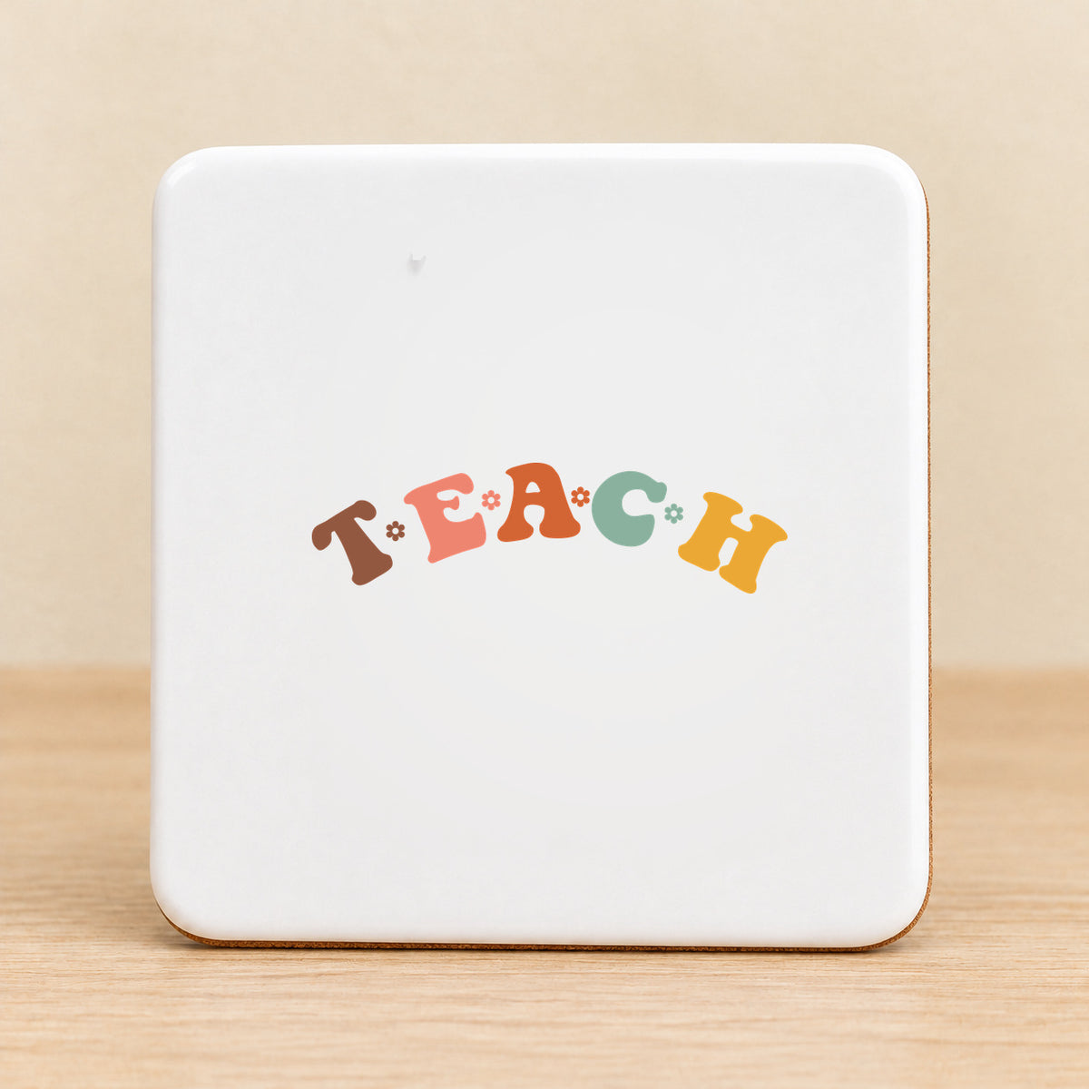 Teach Retro Teacher — Square Ceramic Coaster
