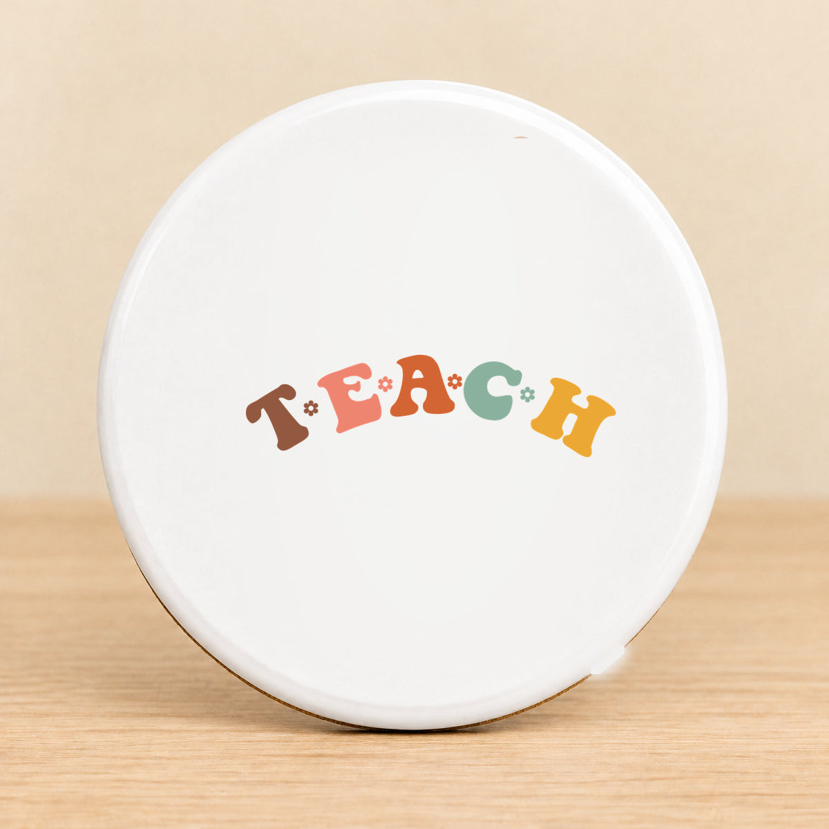 Teach Retro Teacher — Round Ceramic Coaster