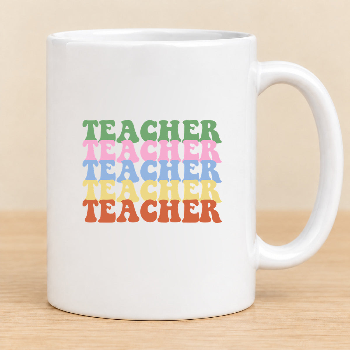 Teacher Retro Rainbow — 11 oz Ceramic Mug