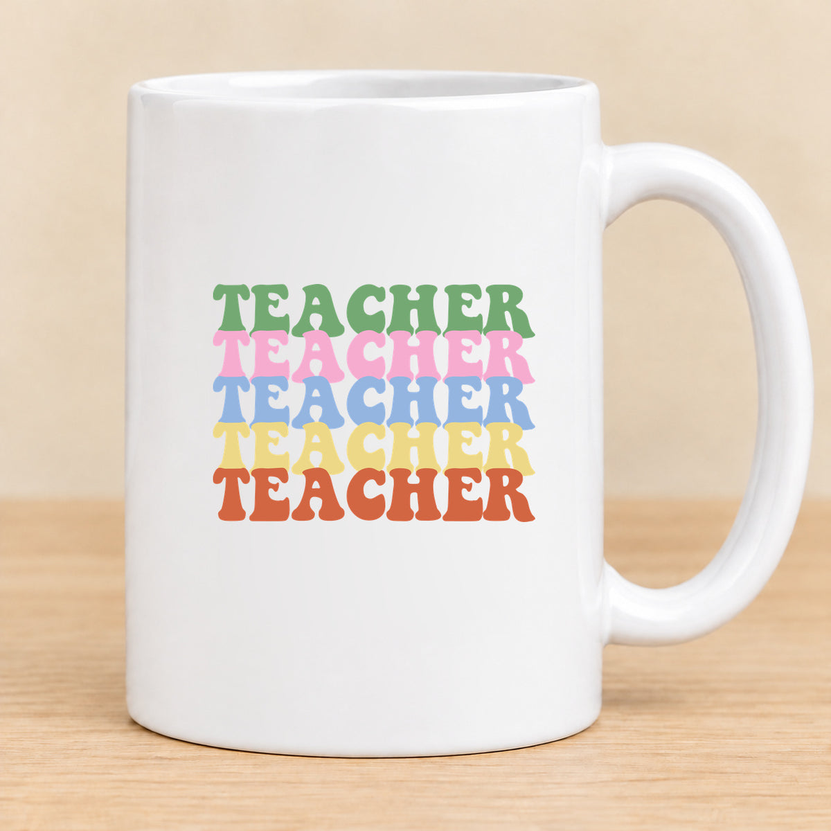 Teacher Retro Rainbow — 15 oz Ceramic Mug
