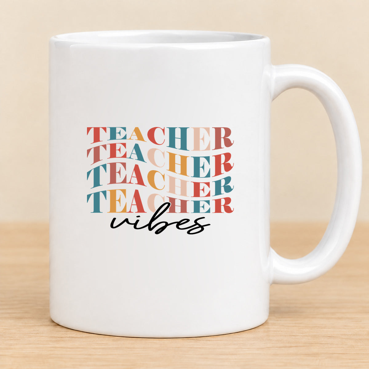 Teacher Vibes Retro Typography — 11 oz Ceramic Mug