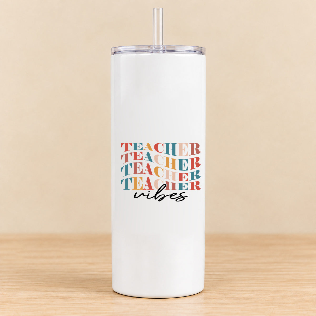 Teacher Vibes Retro Typography — 20 oz Skinny Tumbler