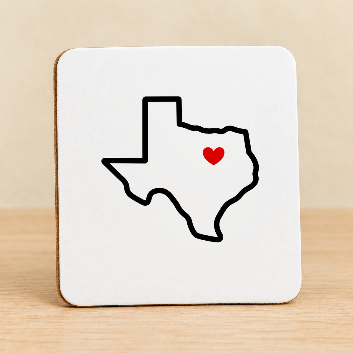 Texas Heart Dallas — Square MDF Coaster