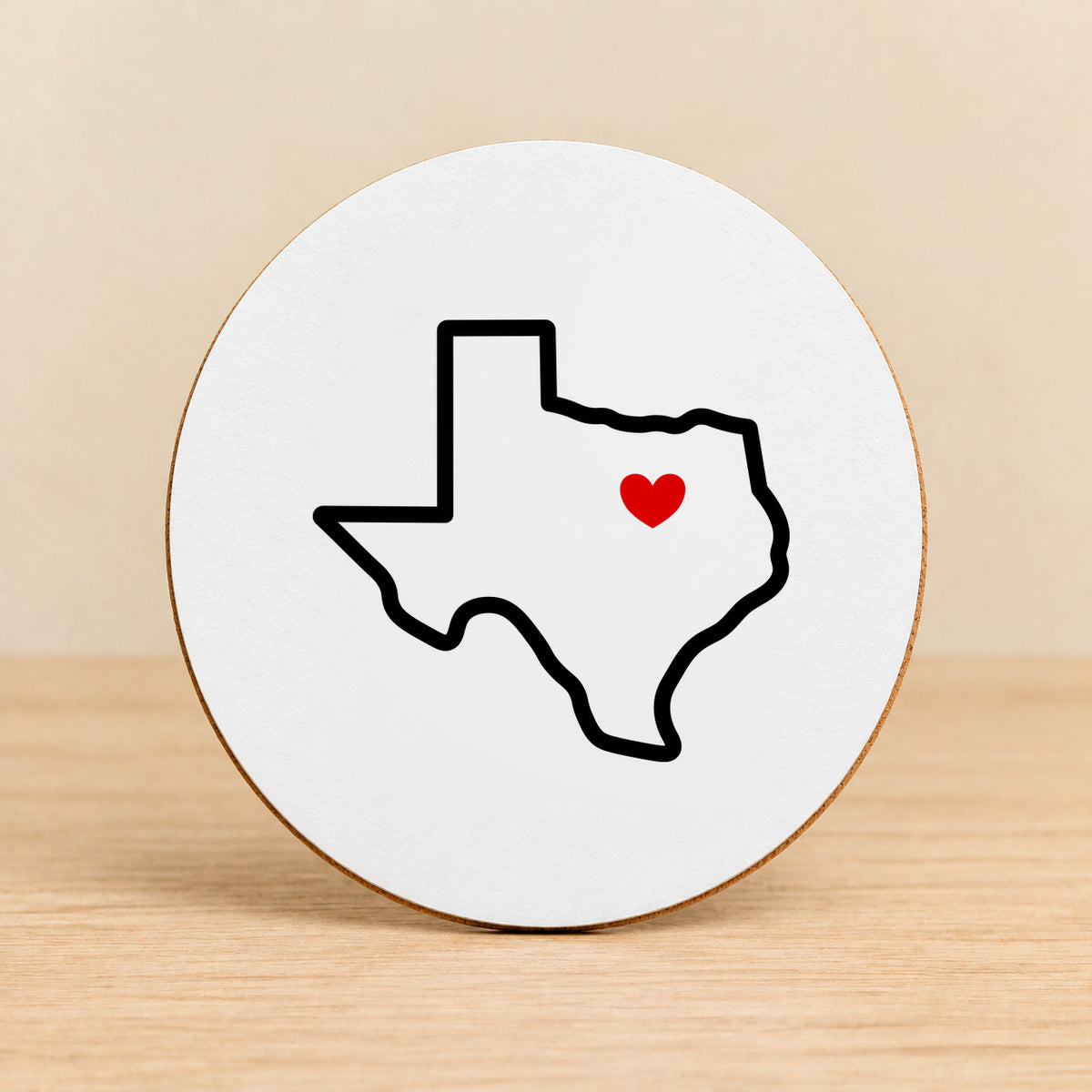 Texas Heart Dallas — Round MDF Coaster