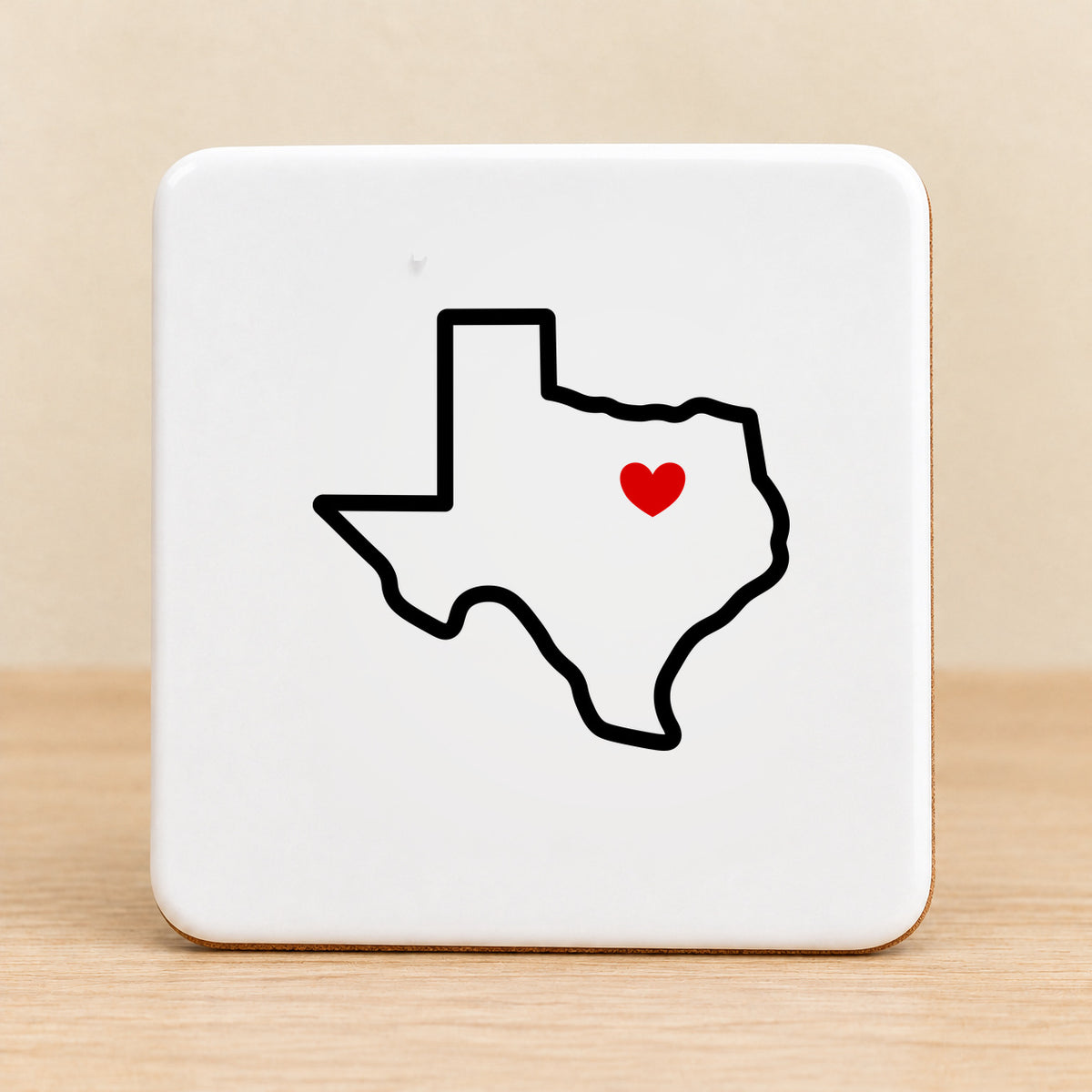 Texas Heart Dallas — Square Ceramic Coaster