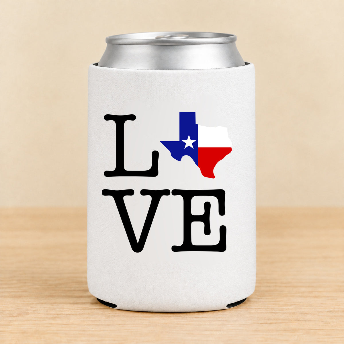 Texas Love State Flag — Regular Can Koozie