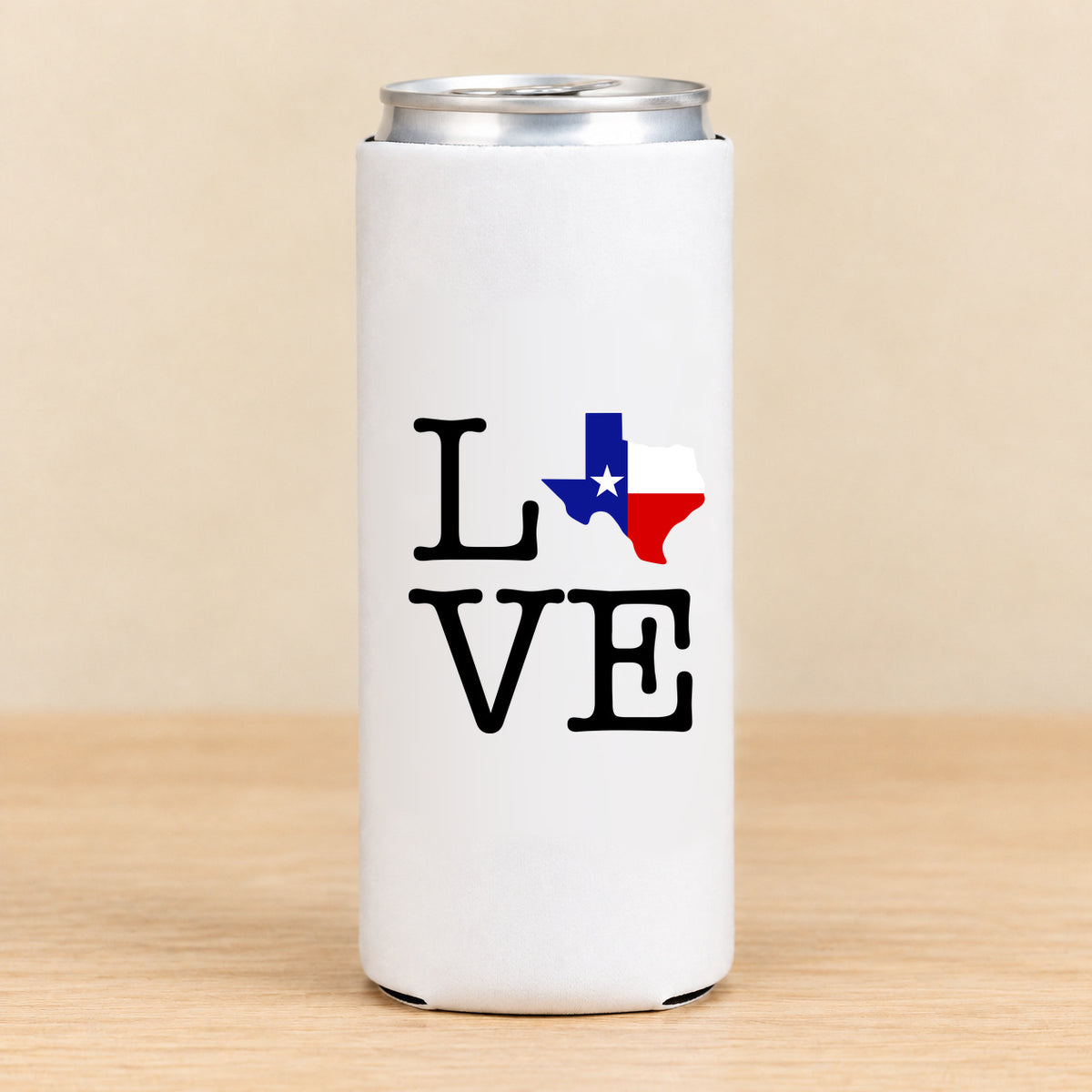 Texas Love State Flag — Slim Can Koozie