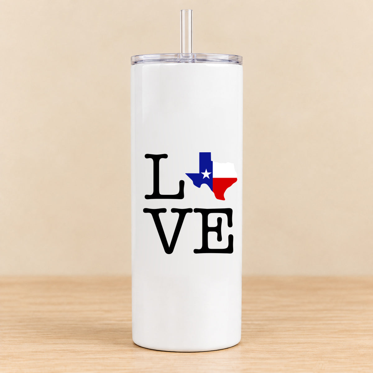 Texas Love State Flag — 20 oz Skinny Tumbler
