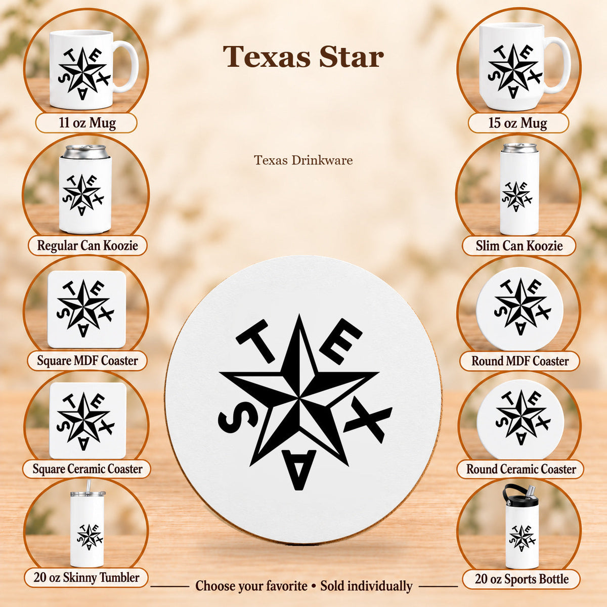 Texas Star — All 10 drinkware options