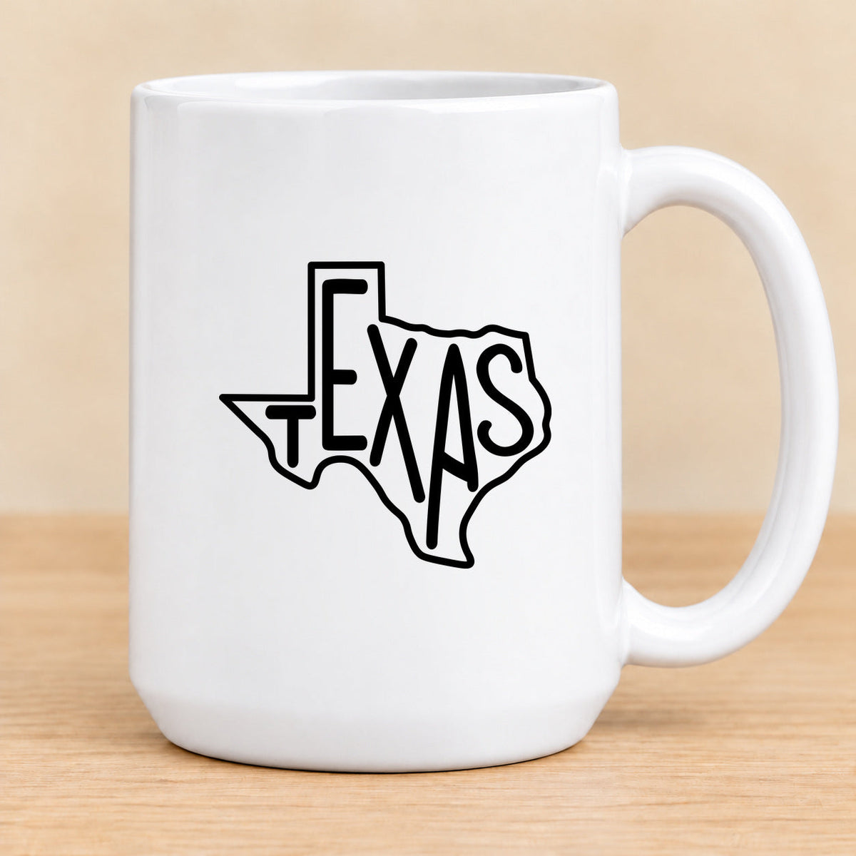 Texas State Outline — 15 oz Ceramic Mug