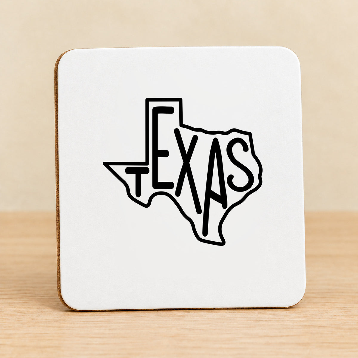 Texas State Outline — Square MDF Coaster