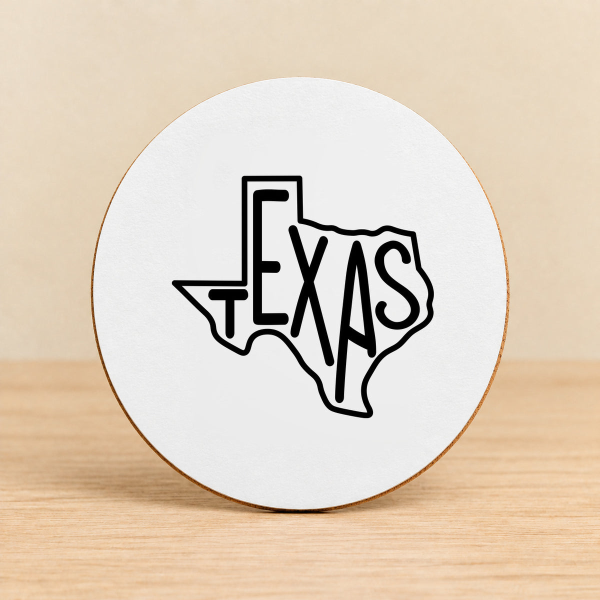 Texas State Outline — Round MDF Coaster