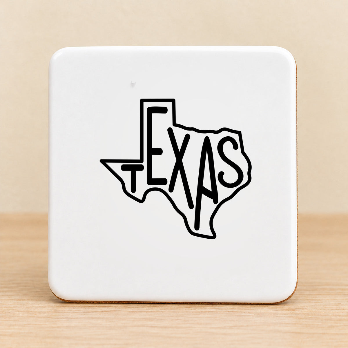 Texas State Outline — Square Ceramic Coaster