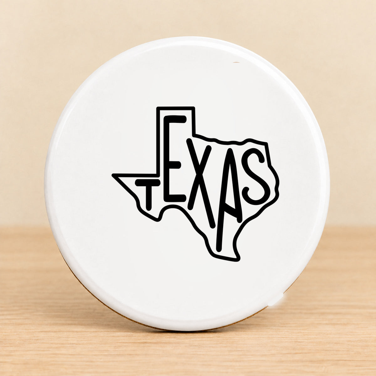 Texas State Outline — Round Ceramic Coaster