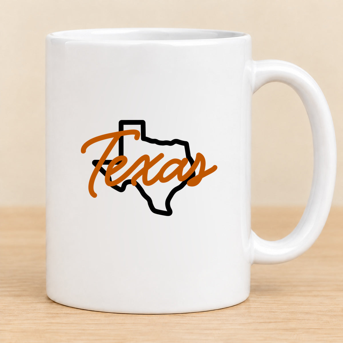 Texas State Script — 11 oz Ceramic Mug