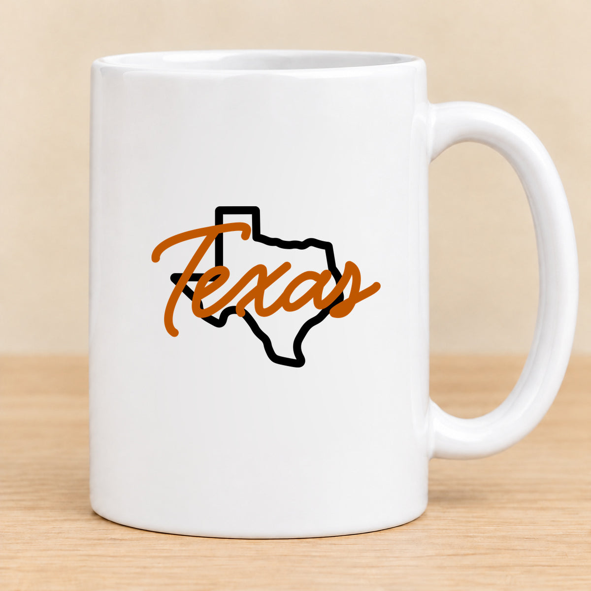Texas State Script — 15 oz Ceramic Mug