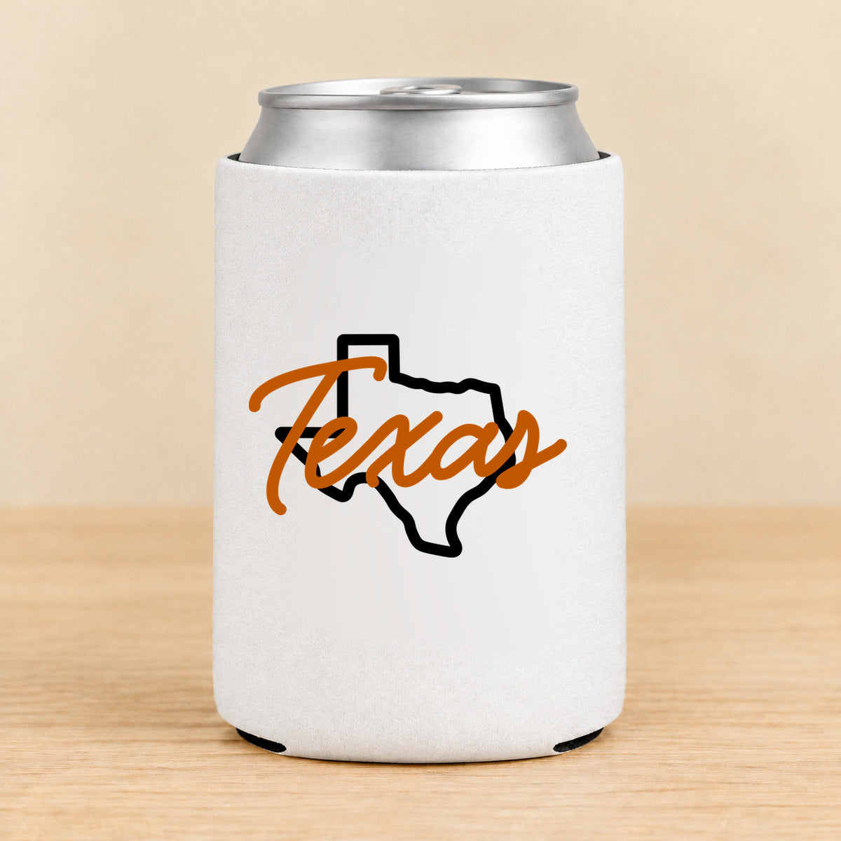 Texas State Script — Regular Can Koozie