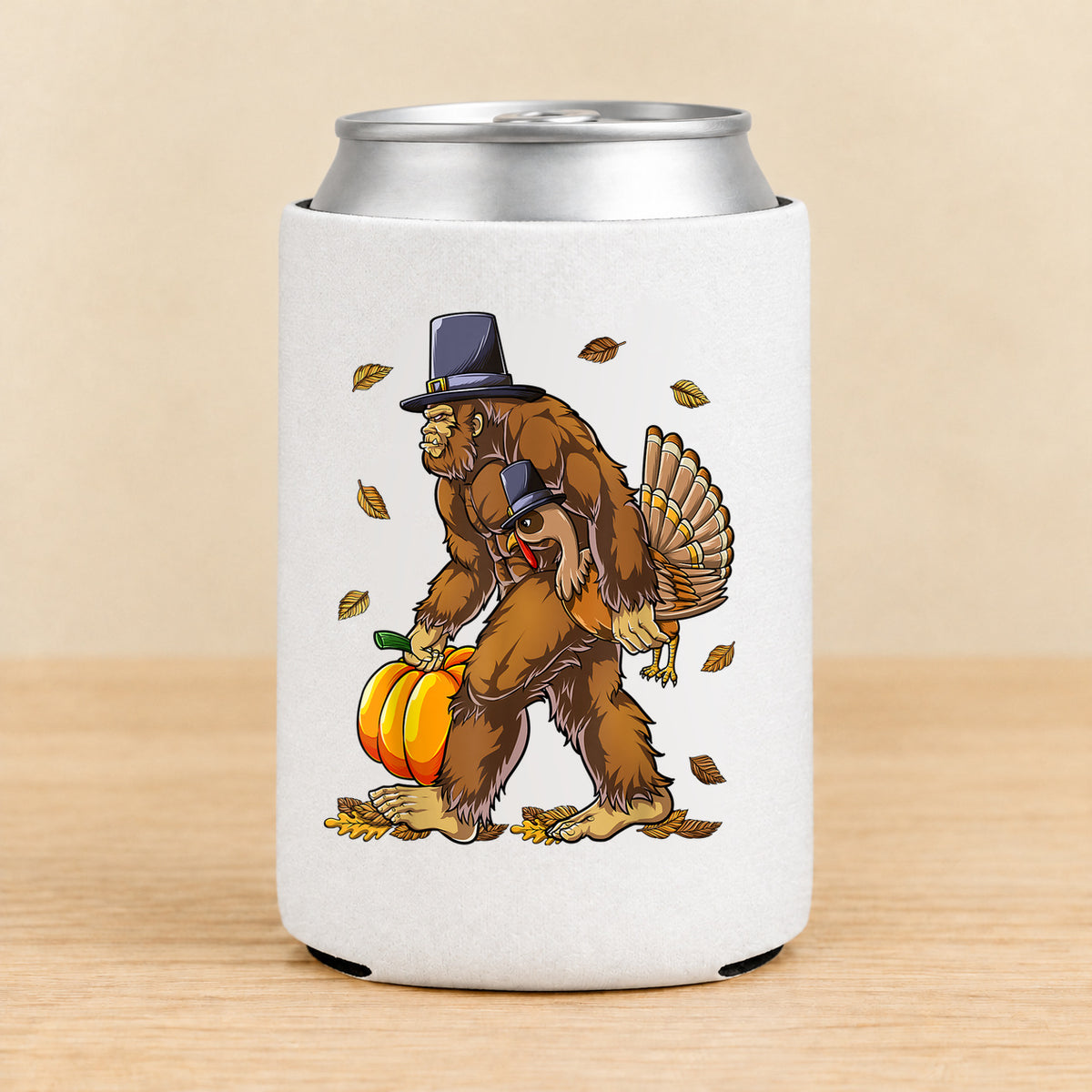 Thanksgiving Bigfoot — Regular Can Koozie