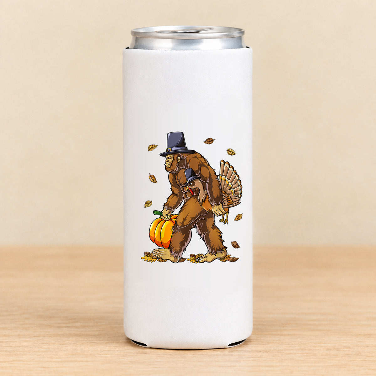 Thanksgiving Bigfoot — Slim Can Koozie