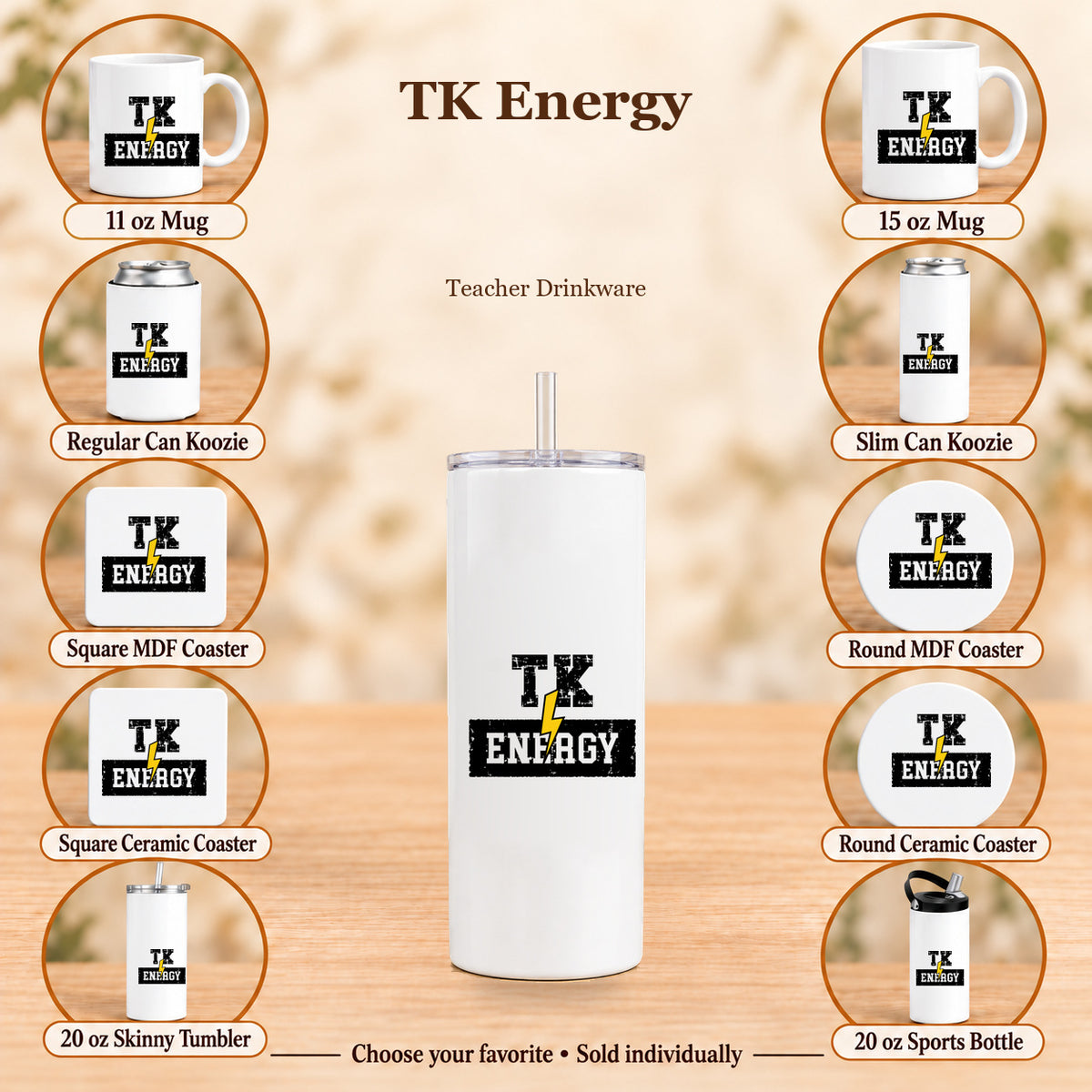 TK Energy — All 10 drinkware options
