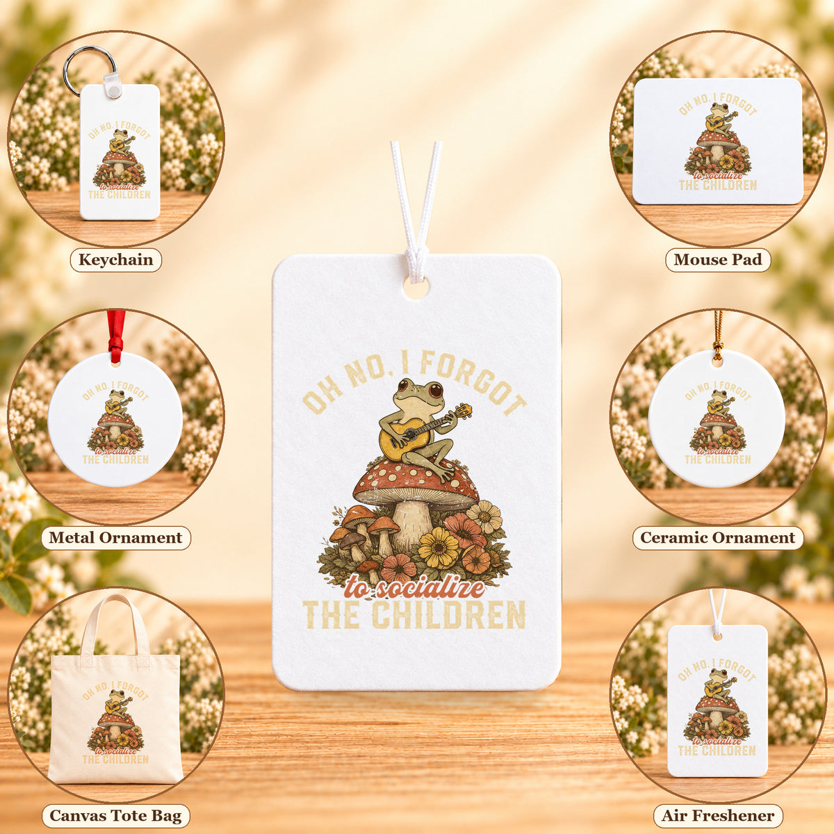 Oh No, I Forgot to Socialize the Children - all six accessory options, Rectangle Air Freshener — No Scent featured; labeled product options