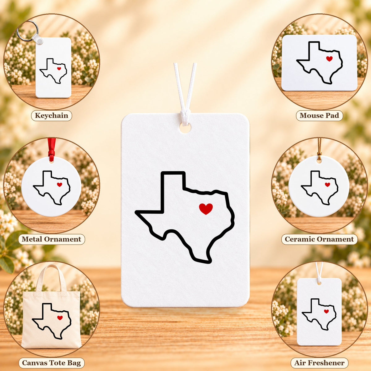 Texas Heart Dallas - all six accessory options, Rectangle Air Freshener — No Scent featured