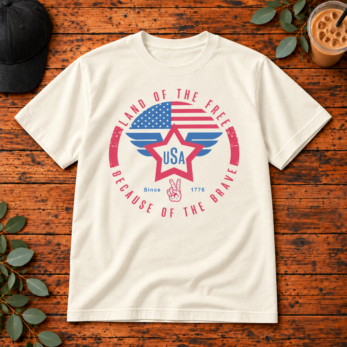 Land of the Free USA Wings | T-Shirt, Long Sleeve, Crewneck & Hoodie