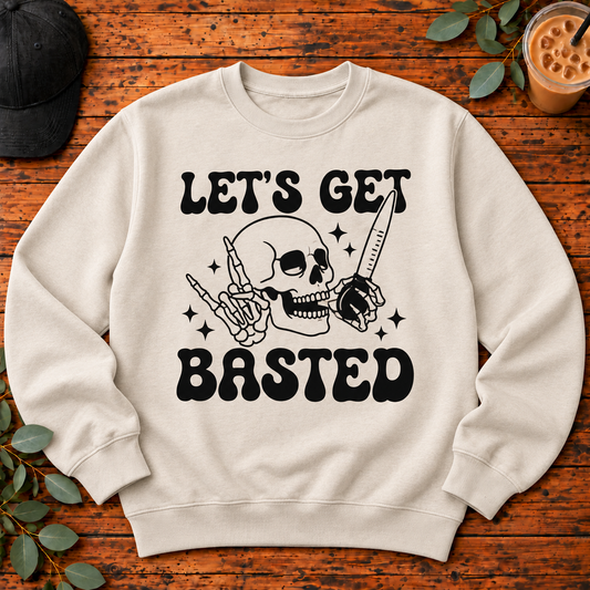 Let's Get Basted design on a single garment
