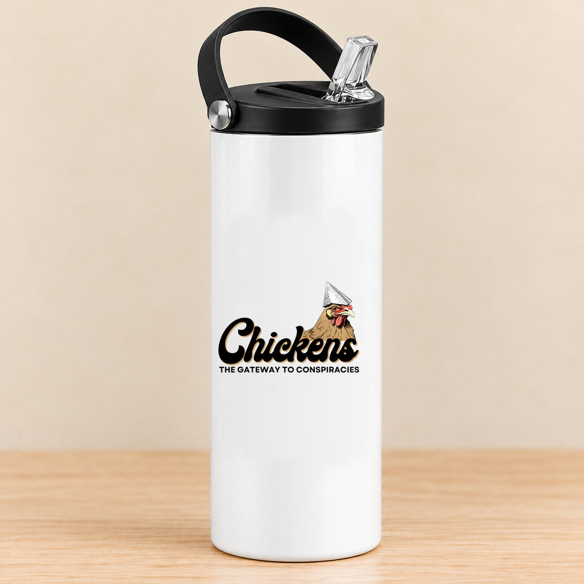 Chickens Are the Gateway to Conspiracies — 20 oz Sports Bottle