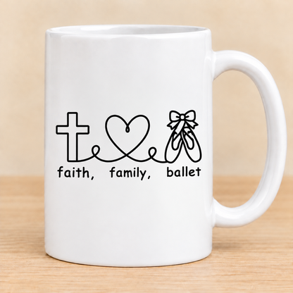 Faith Family Ballet — 15 oz Ceramic Mug