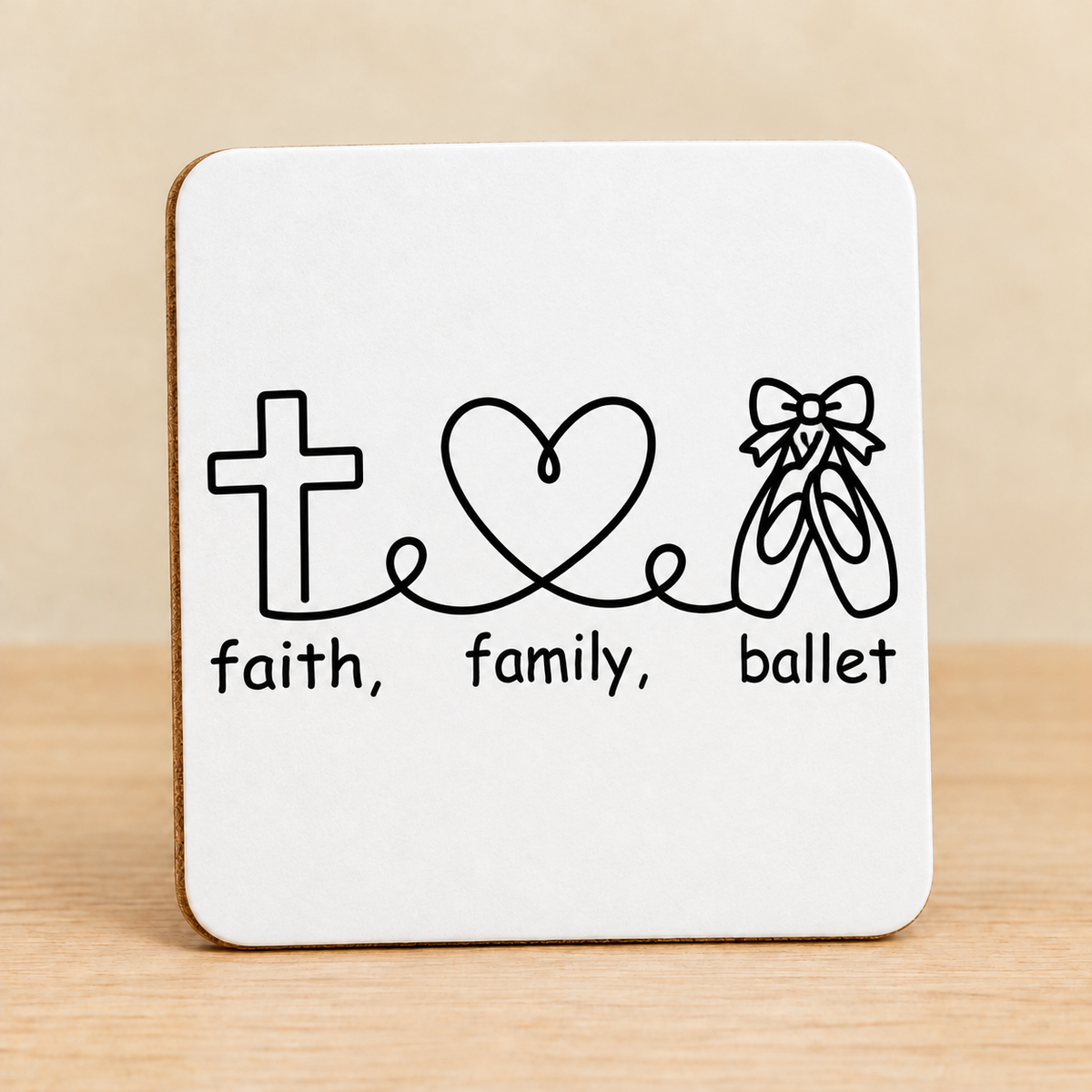 Faith Family Ballet — Square MDF Coaster