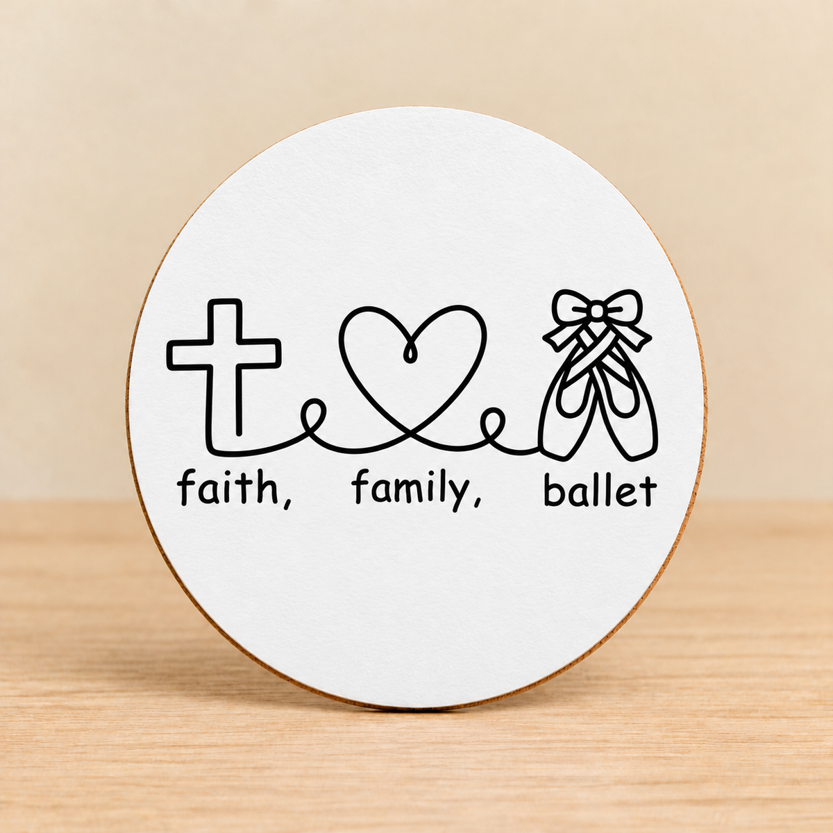 Faith Family Ballet — Round MDF Coaster