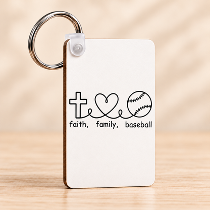Faith Family Baseball — Rectangle Keychain