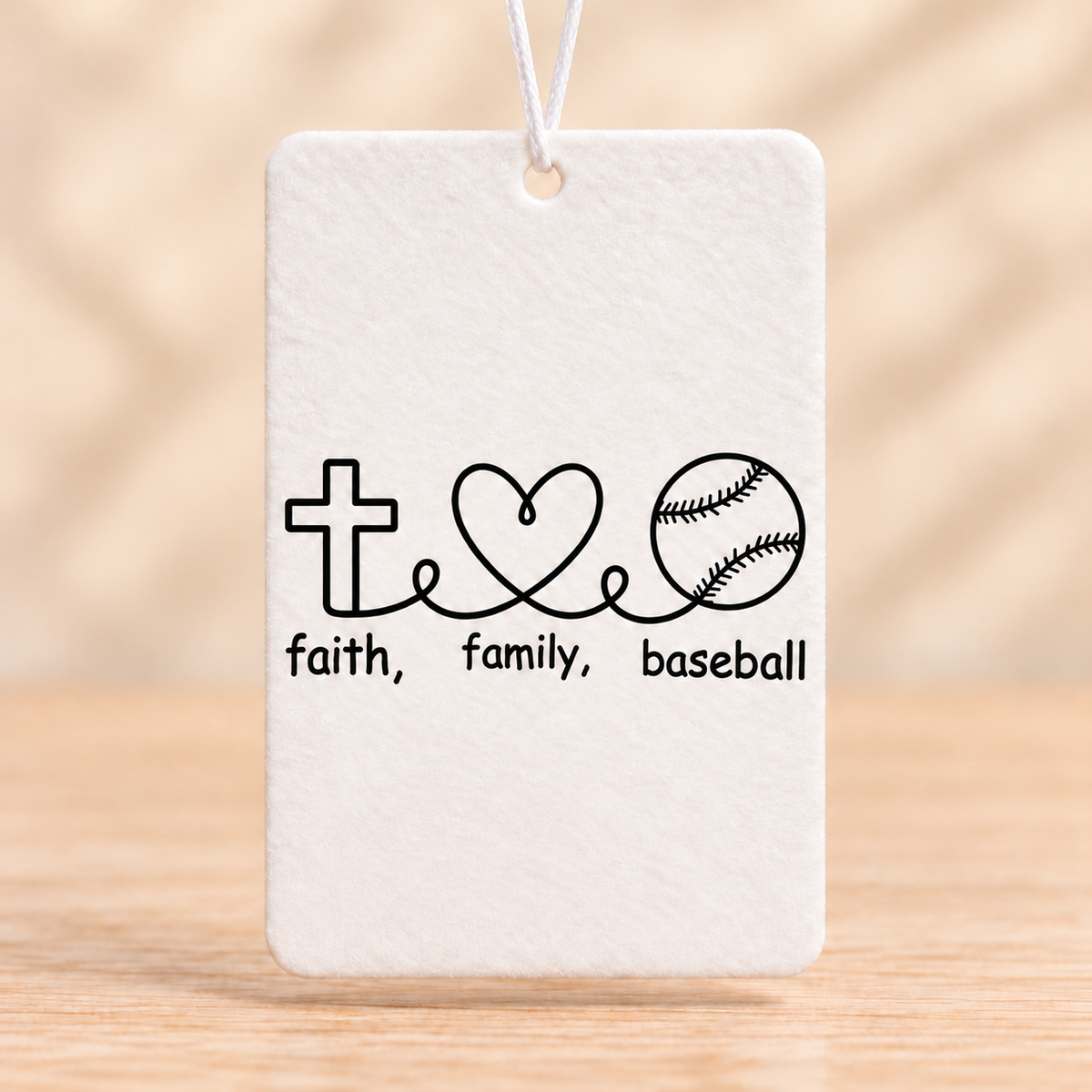 Faith Family Baseball — Rectangle Air Freshener — No Scent