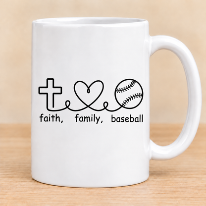 Faith Family Baseball — 15 oz Ceramic Mug