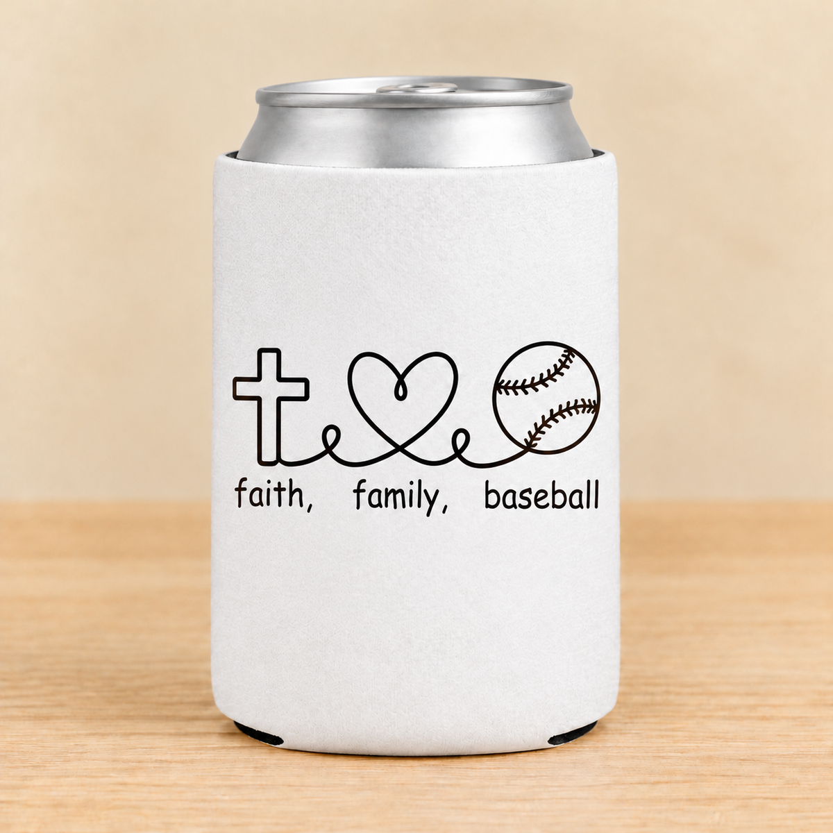 Faith Family Baseball — Regular Can Koozie