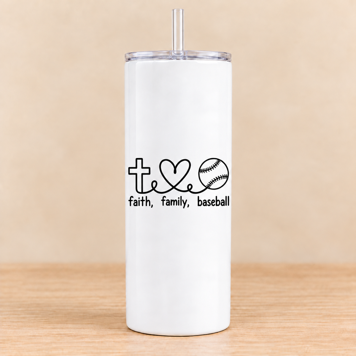 Faith Family Baseball — 20 oz Skinny Tumbler