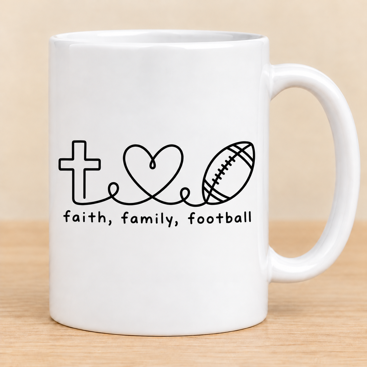 Faith Family Football — 11 oz Ceramic Mug