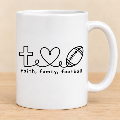 Faith Family Football — 11 oz Ceramic Mug