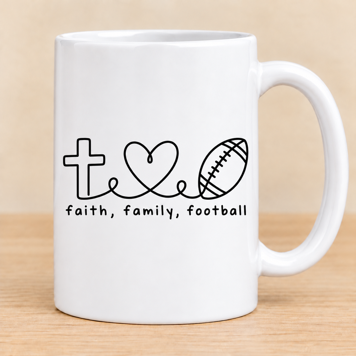 Faith Family Football — 15 oz Ceramic Mug