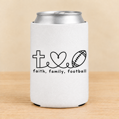 Faith Family Football — Regular Can Koozie