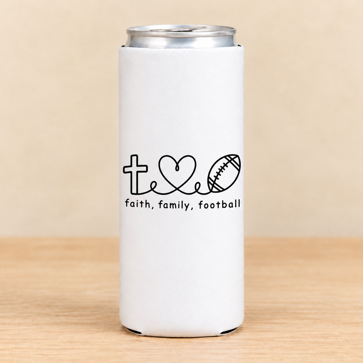 Faith Family Football — Slim Can Koozie